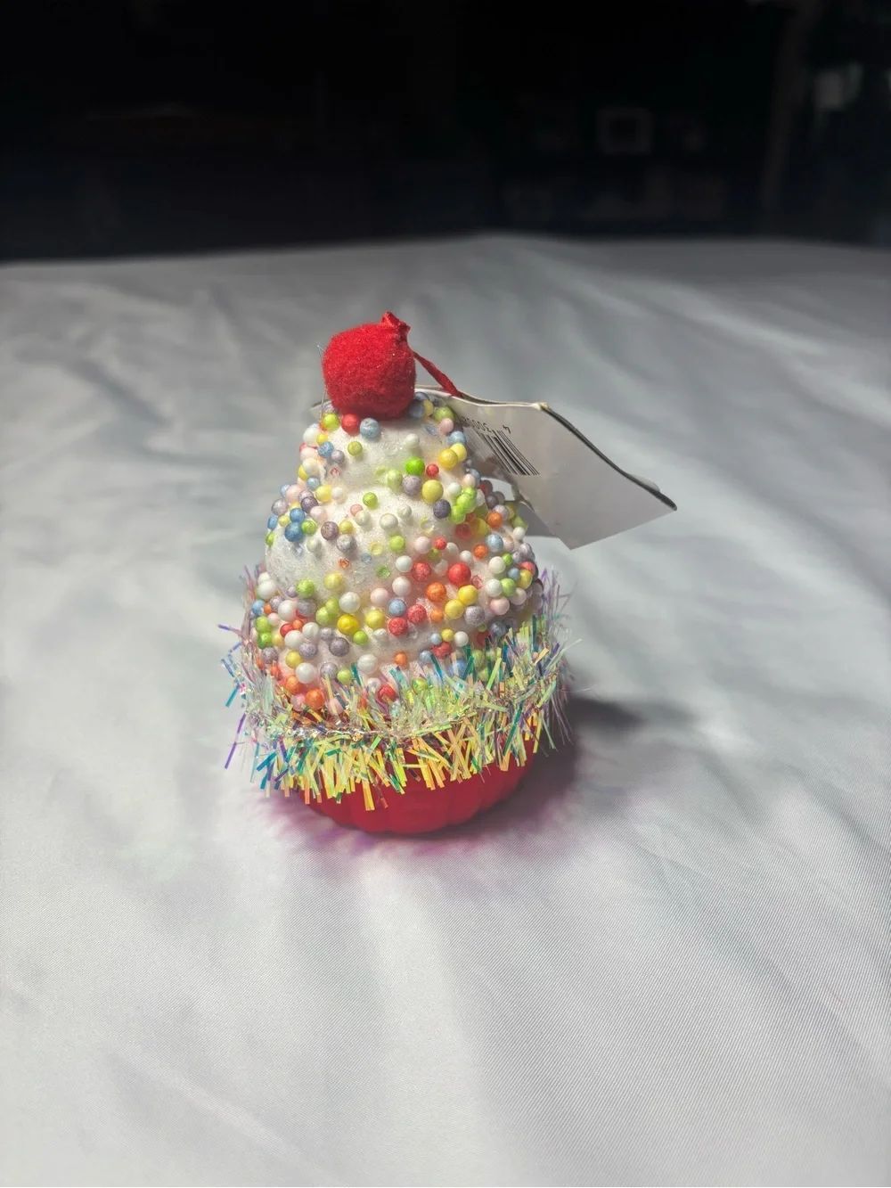 New Christmas Ornament Decorative Cupcake Hat Accessory in Red and Multicolor